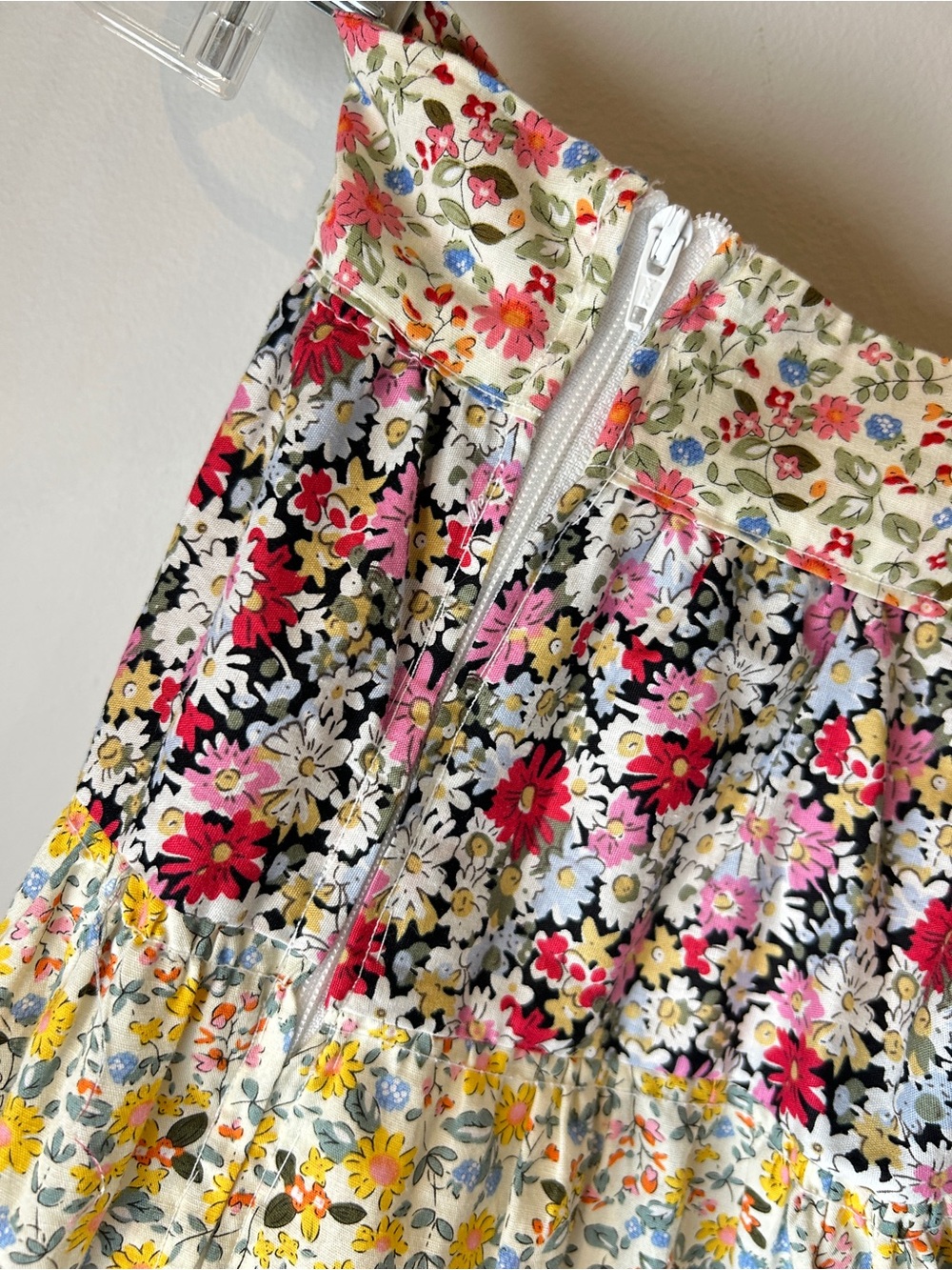 Floral Tiered Coastal Cowgirl Patchwork Prairie Skirt in Yellow, Purple, & Pink - Picture 5 of 7